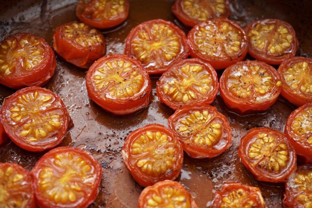 halved roasted cherry tomatoes