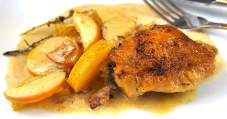 One pot chicken with apples & creamy cider sauce
