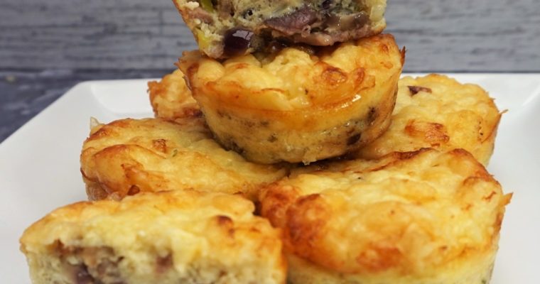 Get more tasty, nutritious eggs in your diet: mini frittatas with cheese, bacon & red onion + ideas for alternative fillings