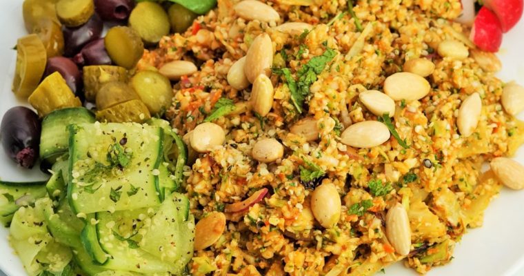 Cauliflower-Broccoli Tabbouleh, Roasted Fennel & Double Tomato Dressing