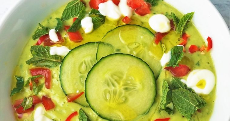 Green Gazpacho with cucumber, avocado & mint