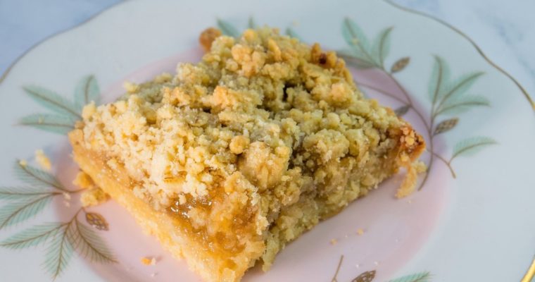 Jammy Shortbread Squares with Oat Crumble Topping