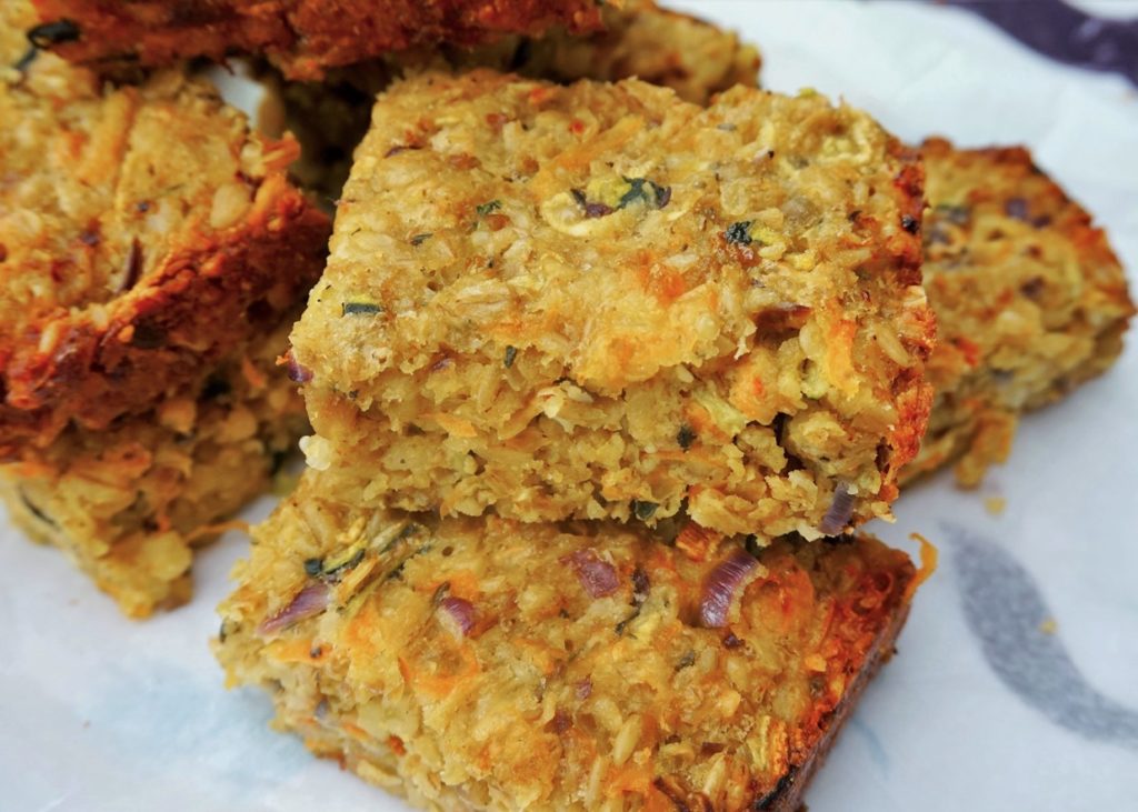 Savoury flapjacks with vegetables, nuts, seeds & cheese | Moorlands Eater