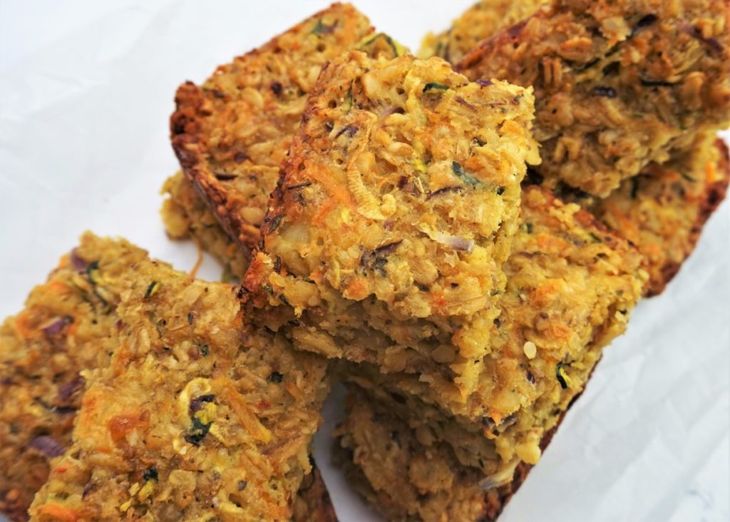 Savoury flapjacks with vegetables, nuts, seeds & cheese | Moorlands Eater