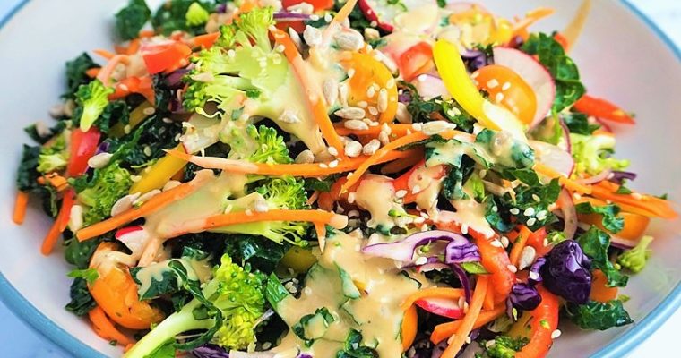 Vitamin Rich Salad with Tahini-Soy Dressing