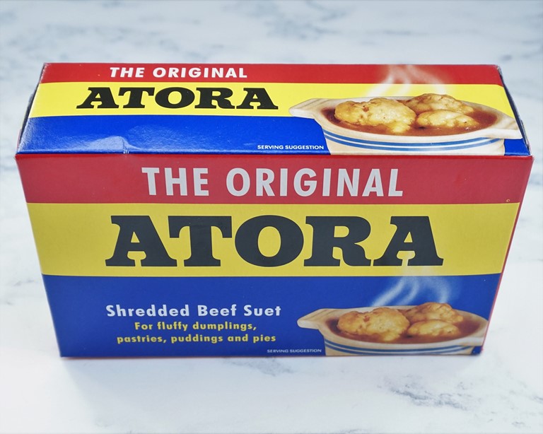 a box of Atora brand shredded beef suet