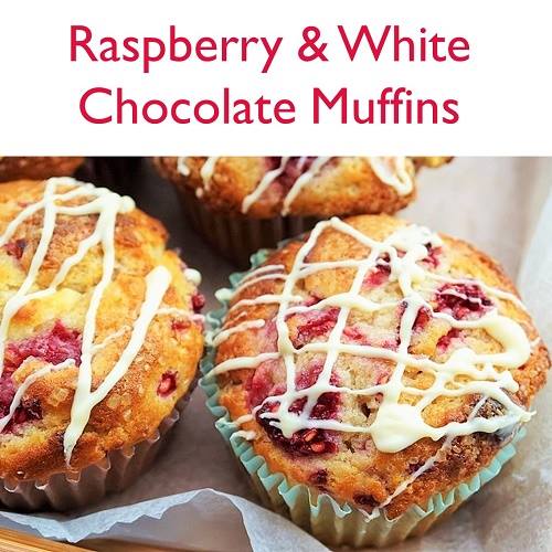 link to raspberry & white chocolate muffins recipe