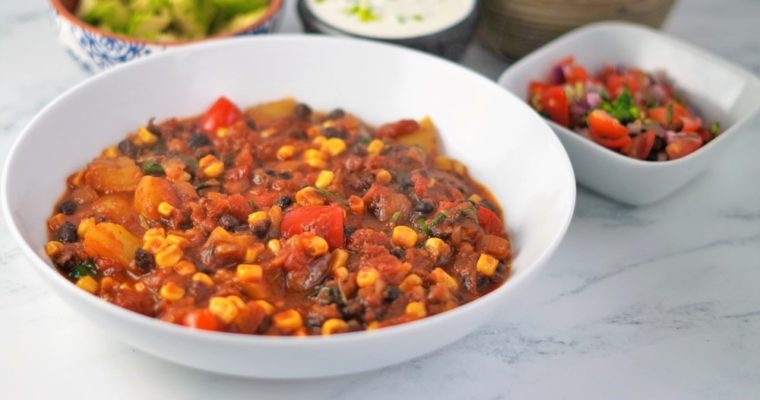 Black Bean Chilli with Peppers & Corn