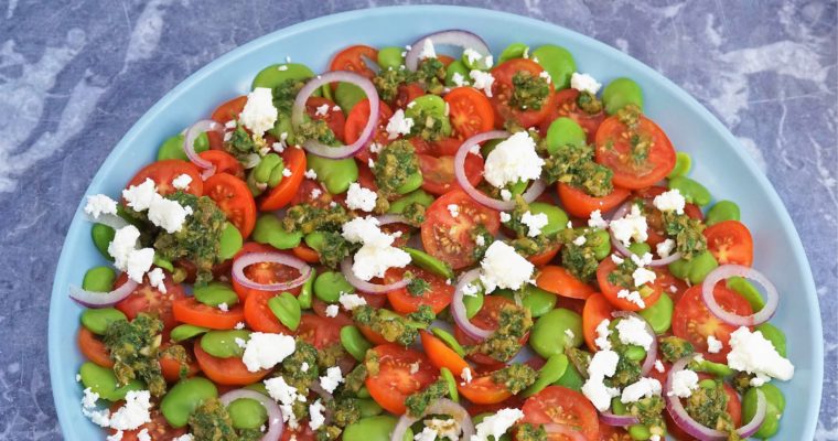 Tomato & Broad Bean Salad with Salsa Verde