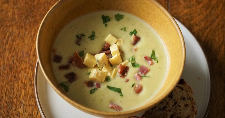 Celery Soup with Blue Cheese & Bacon