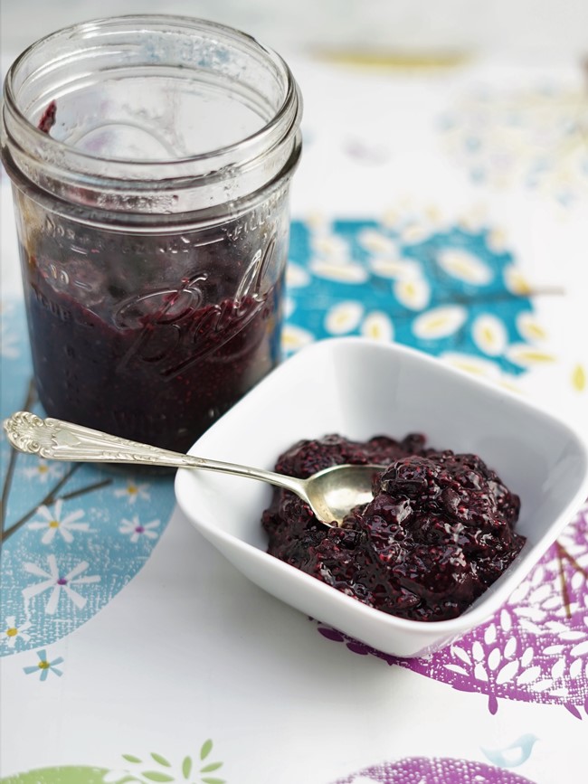 chia jam with blueberries