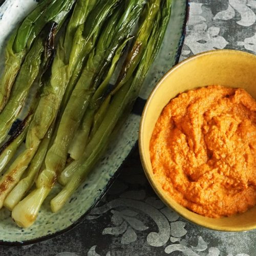 Grilled Spring Onions with Romesco Sauce | Recipes | Moorlands Eater
