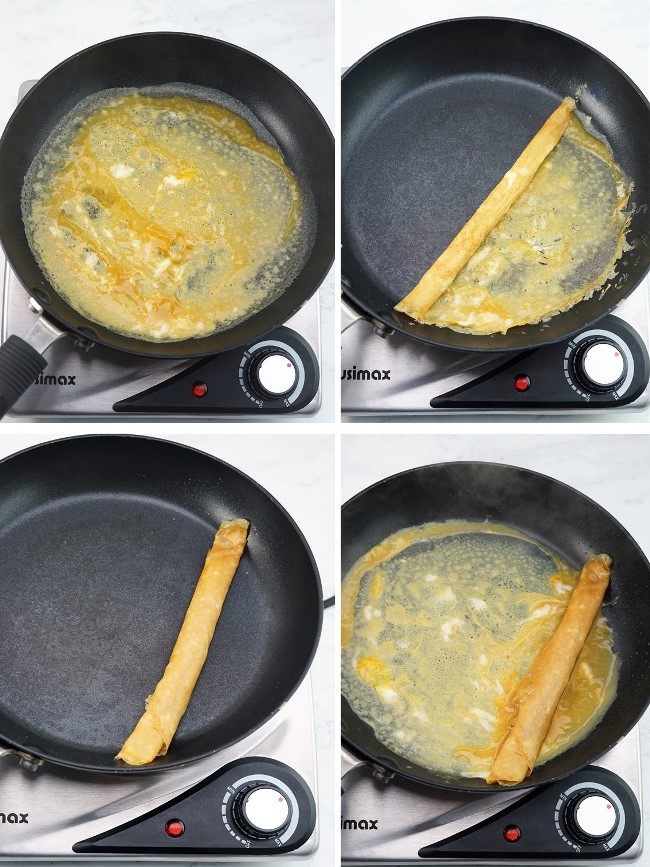 cooking tamagoyaki Japanese omelette