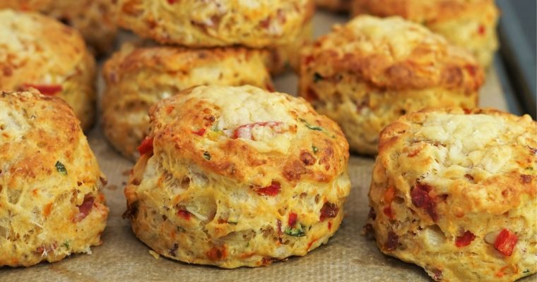 Roasted Pepper, Salami & Cheese Scones