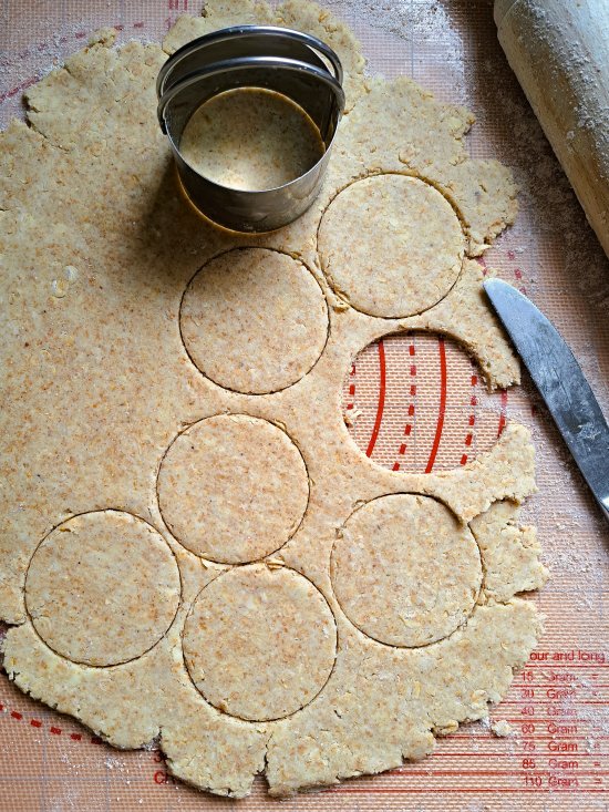 rolling and cutting out Cheesy Scottish Oatcakes