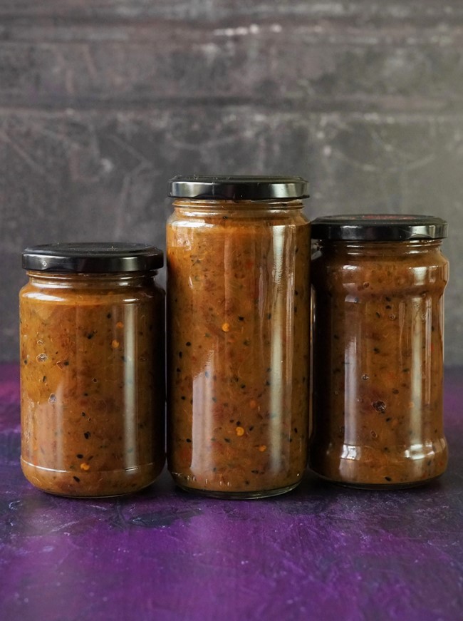jars of Hot & Spicy Courgette Chutney