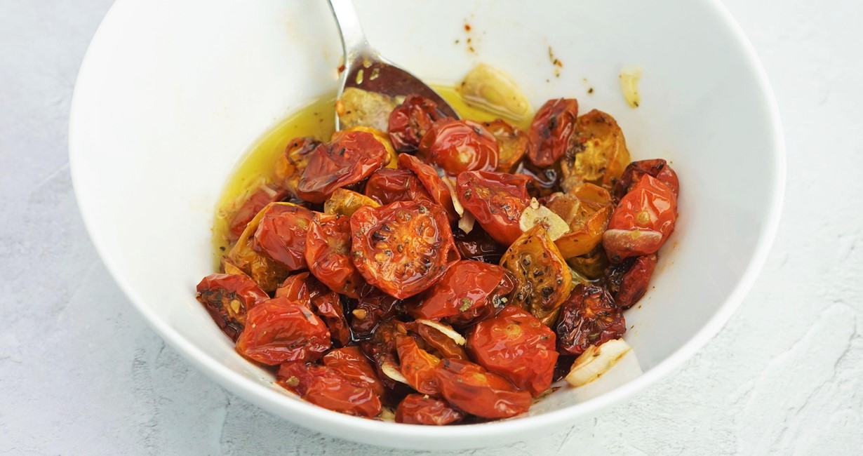 Oven Dried Tomatoes with Garlic and Herb Oil