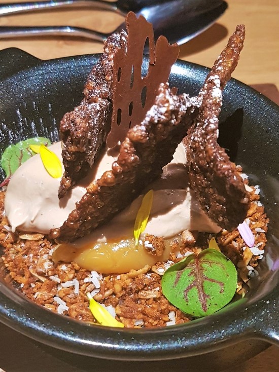 chocolate dessert from a tasting menu at The Flintlock
