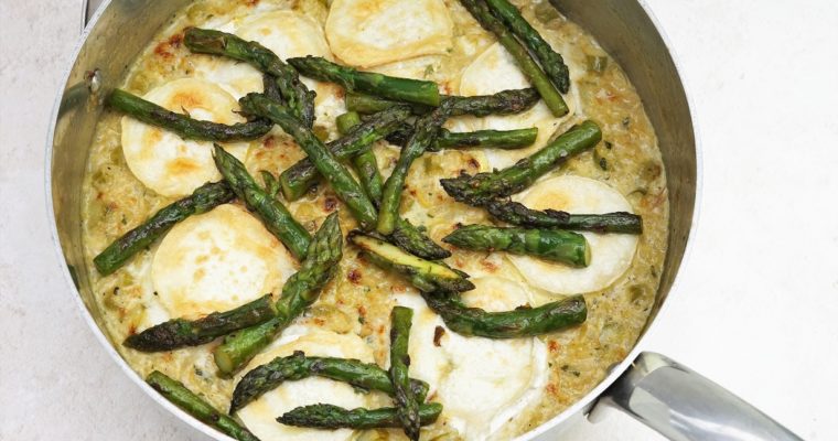 Asparagus Risotto with grilled goat’s cheese