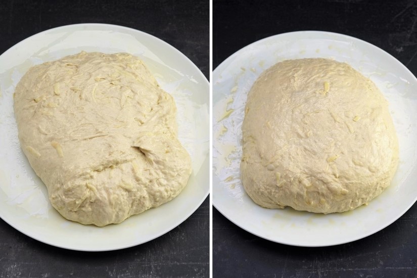 potato focaccia dough after folding