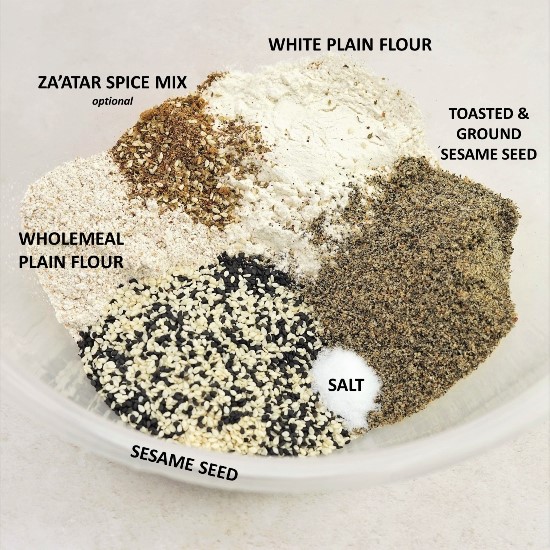 dry ingredients for Sesame Crackers