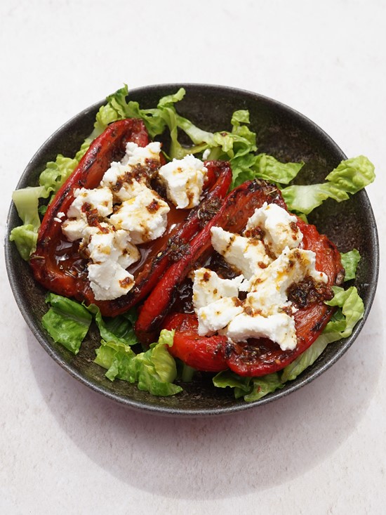 Marinated Roasted Peppers with goat's cheese