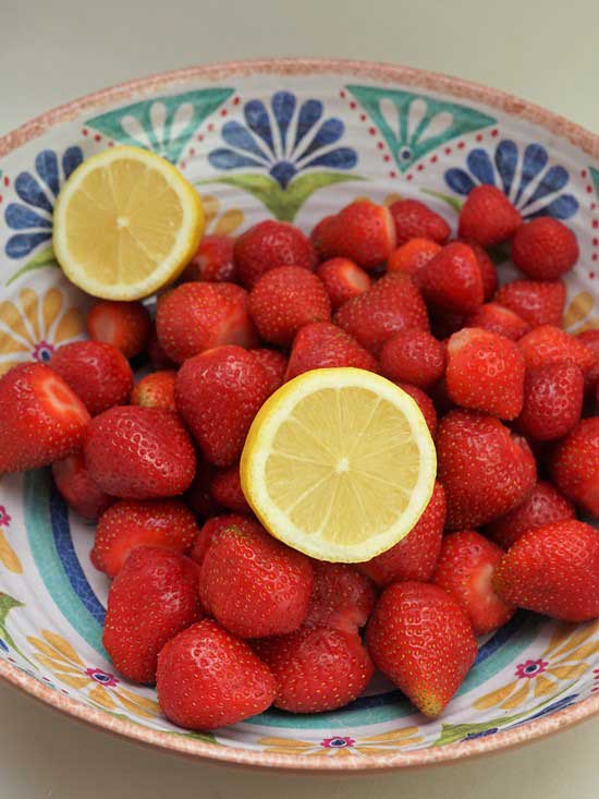 strawberries and lemon for Homemade Strawberry Jam
