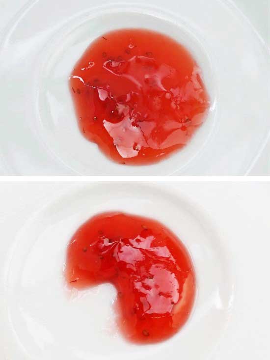Homemade Strawberry Jam crinkle or cold saucer test
