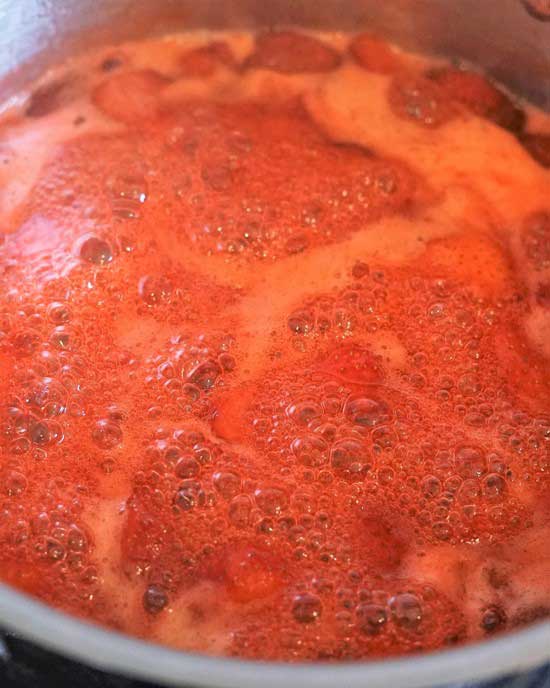 boiling Homemade Strawberry Jam