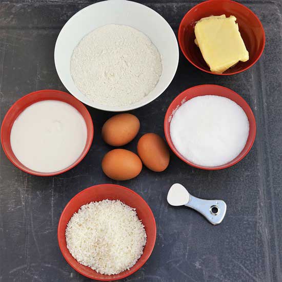 ingredients for Coconut Cake