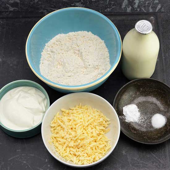 ingredients for Cheese Soda Bread