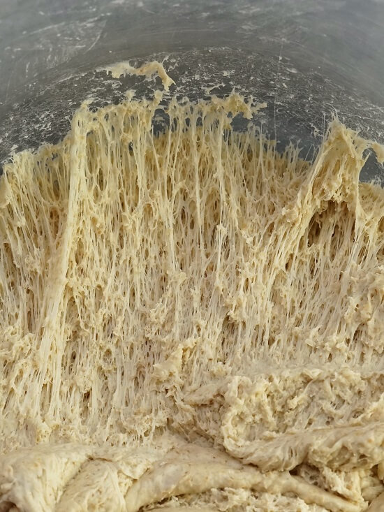 gluten strands in Oatmeal Bread dough