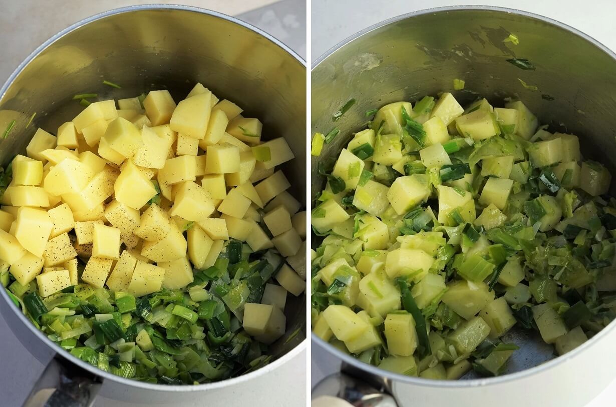 making Leek, Potato & Watercress Soup