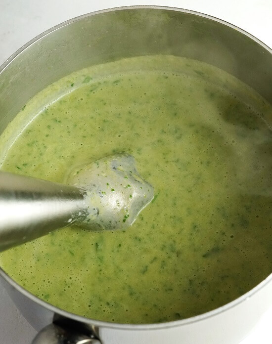 making Leek, Potato & Watercress Soup