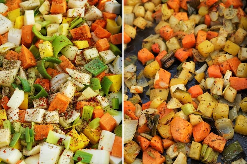 making Roasted Root Veg Soup