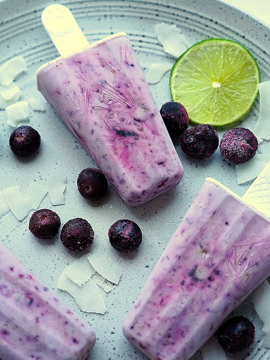 Coconut Blueberry Lime Lollies