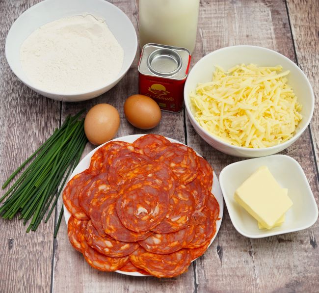 ingredients for Cheese & Chorizo Quick Bread