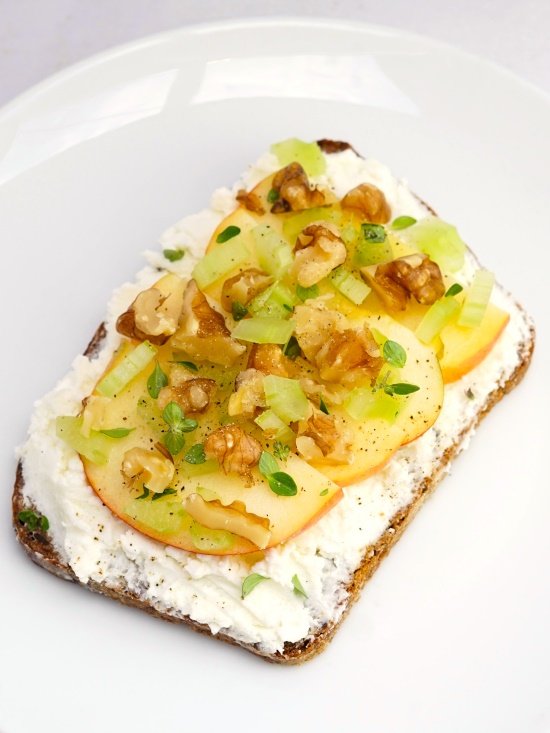 goat cheese Smørrebrød Danish-style open sandwich