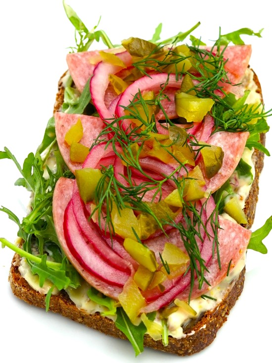 salami Smørrebrød Danish-style open sandwich