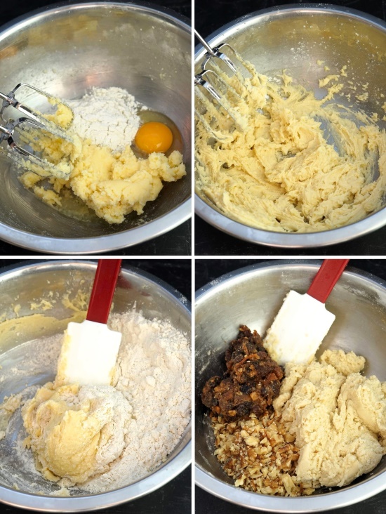 making the dough for Mincemeat Biscuits