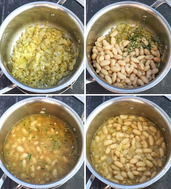 making White Bean Puree with Rosemary & Garlic