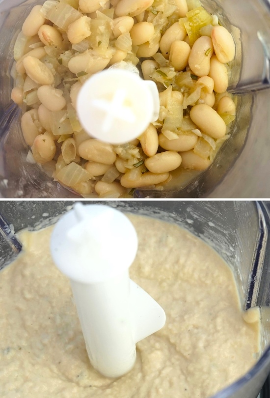 making White Bean Puree with Rosemary & Garlic
