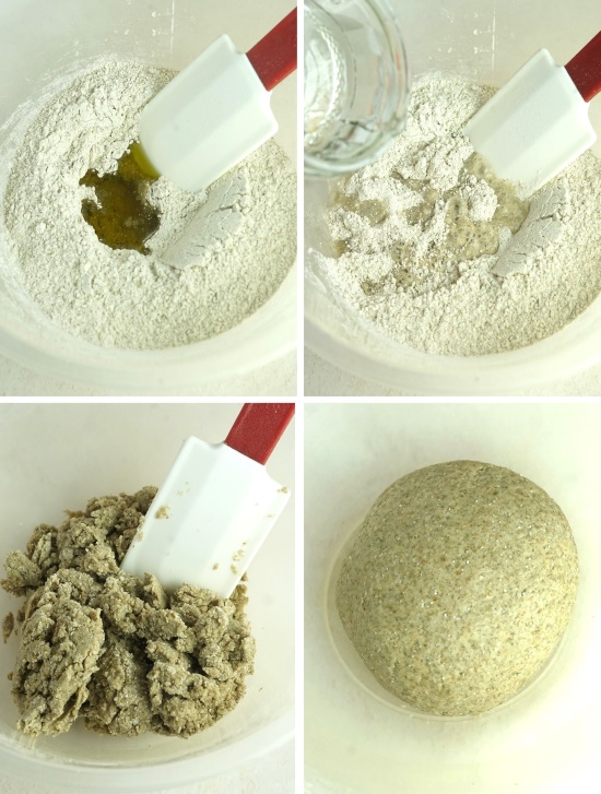 mixing the dough for Homemade Rye Crackers