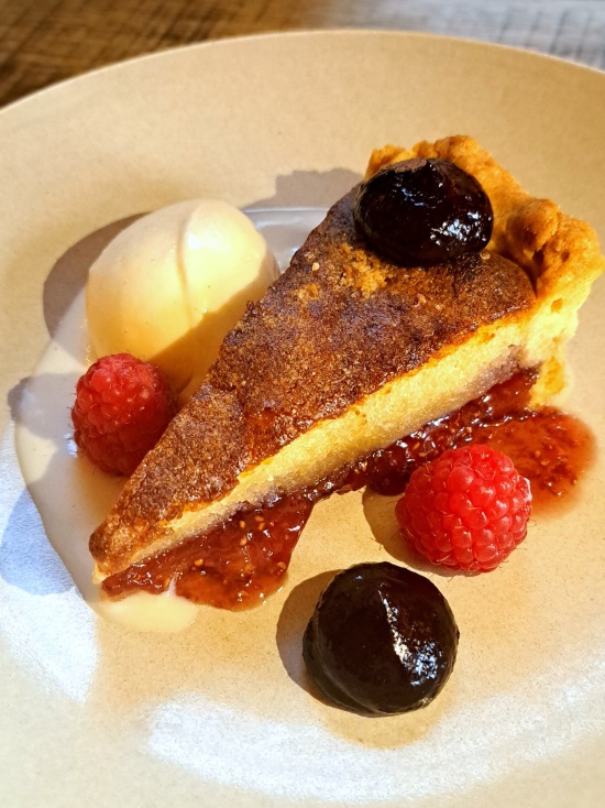 Bakewell tart dessert at The Grosvenor Restaurant