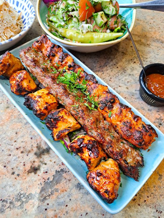 kebabs and sides Elaf Lebanese Restaurant, Macclesfield