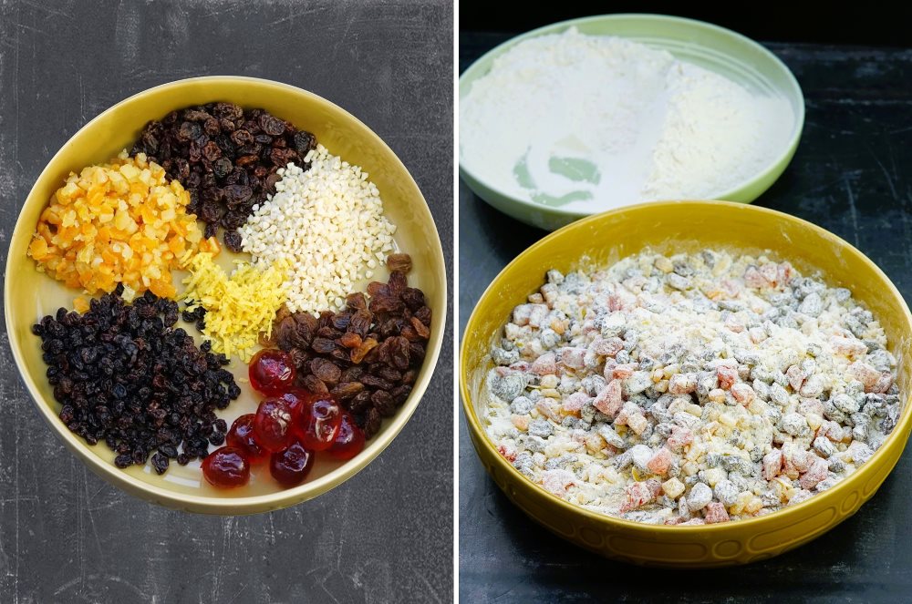 dry ingredients for Genoa Cake Muffins