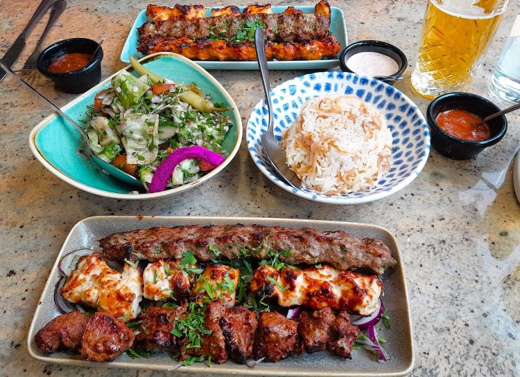 kebabs and sides Elaf Lebanese Restaurant, Macclesfield