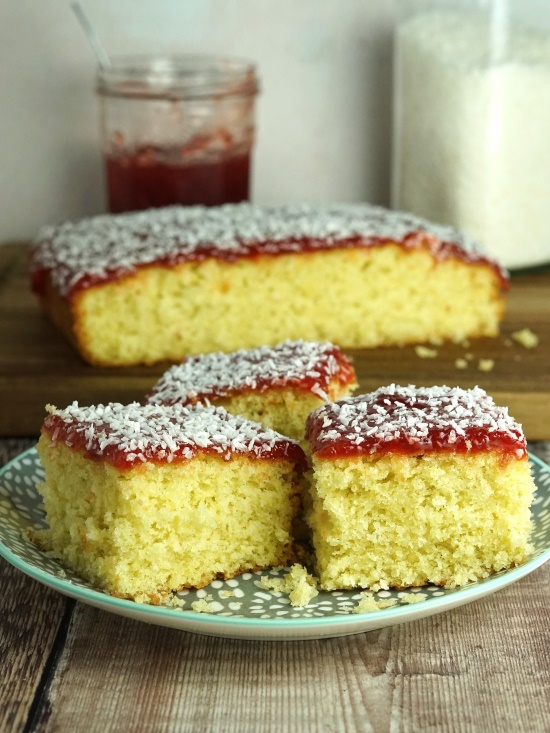 Jam & Coconut Traybake