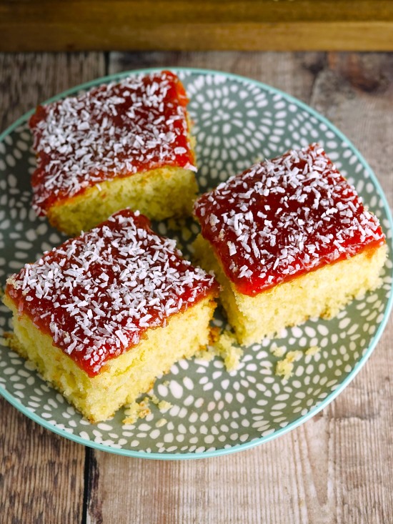 Jam & Coconut Traybake