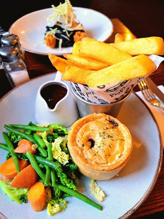 Steak & Ale pie served at the restaurant at Hotel Rudyard